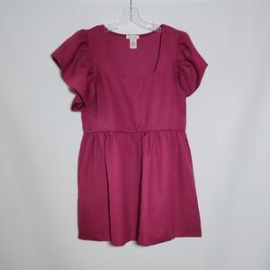 CAROLE CHRISTIAN Flutter Sleeve Dress in Magenta